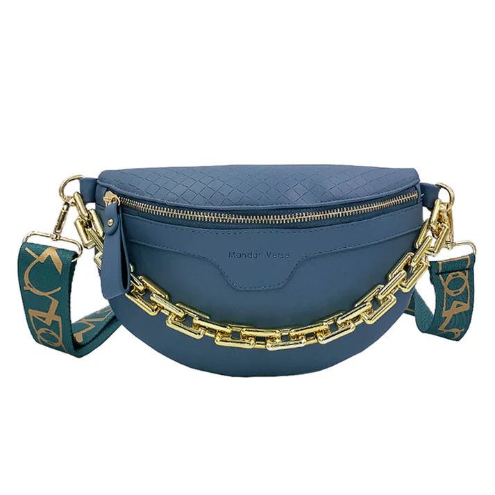 Women's Chic Quilted Belt Bag with Gold Chain Accent