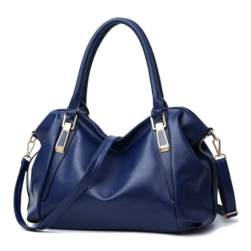 Women's Solid Colour Tote Shoulder Bag with Adjustable Strap