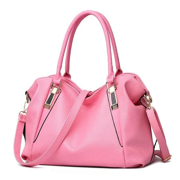 Women's Solid Colour Tote Shoulder Bag with Adjustable Strap