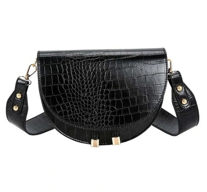 Women's Trendy Compact Size Crocodile Pattern Crossbody Bag with Flap Closure