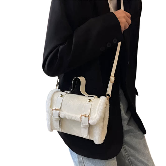 Women's Two-Way Crossbody Handbag with Buckled Belts Closure